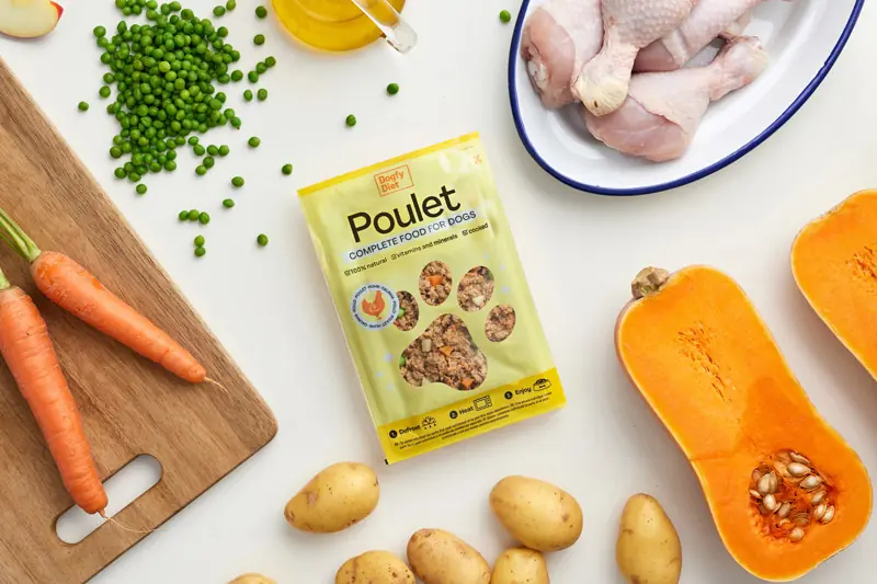 Sachet de nourriture pour chien saveur poulet